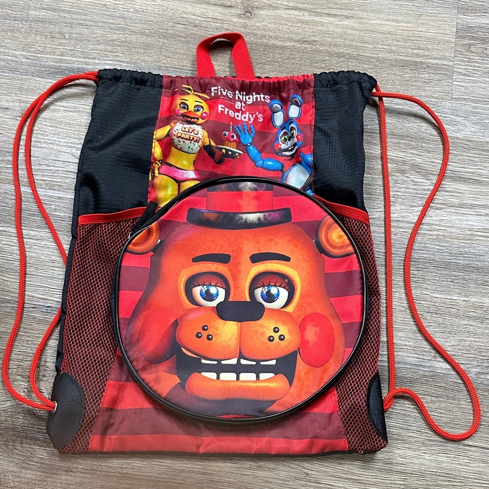 Five Nights at Freddy's Red Drawstring Backpack